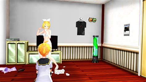 mmd kagamine rin strips butt naked for her horny brother порно