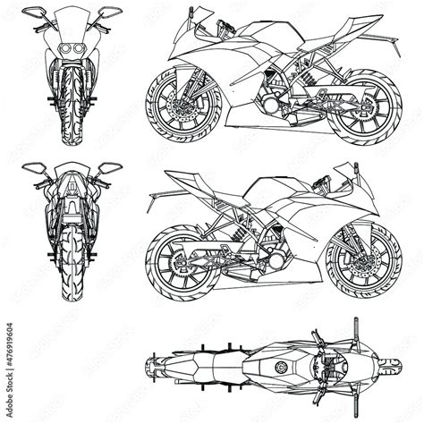 Motorcycle outline vector illustration. Motorcycle template vector ...