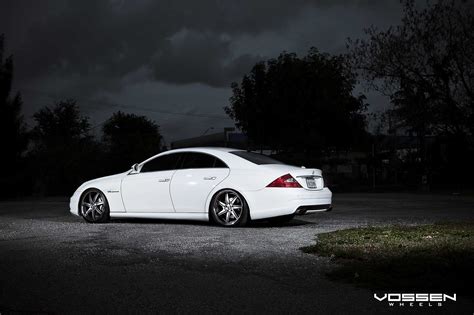 Lowered Suspension And Vossen Custom Wheels On White Cls Carid