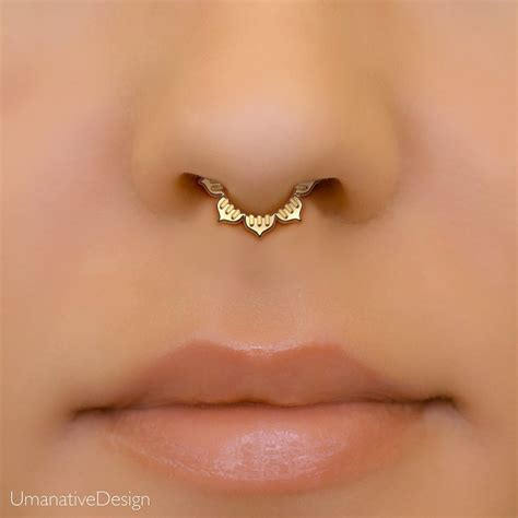 Gold Septum Ring Indian Septum Ring Unique Septum Jewelry Septum