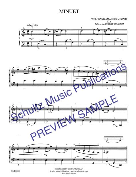 Minuet In C Major Schultz Music Publications