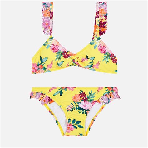 Bikini Volantes Estampado Combinado Ni A Amarillo Bikini Volante Bikini Volantes