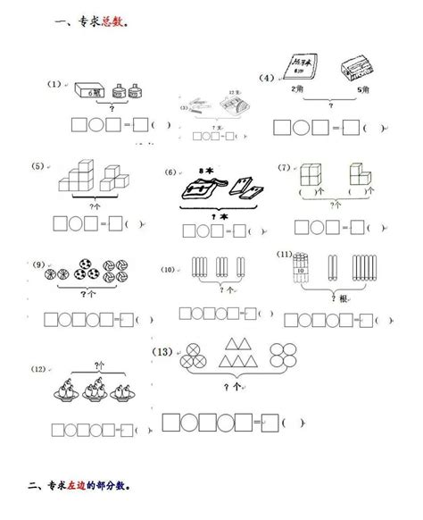 一年级数学上册看图列式综合练习题，共5套，巩固提高！算式