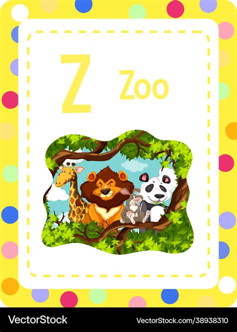 Alphabet Flashcard With Letter Z For Zoo Vector Image