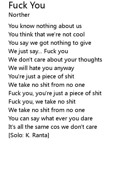 Fuck You Lyrics Follow Lyrics