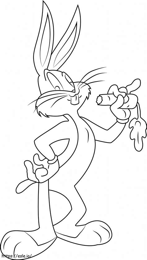 Bugs Bunny Eating Carrot Coloring Page