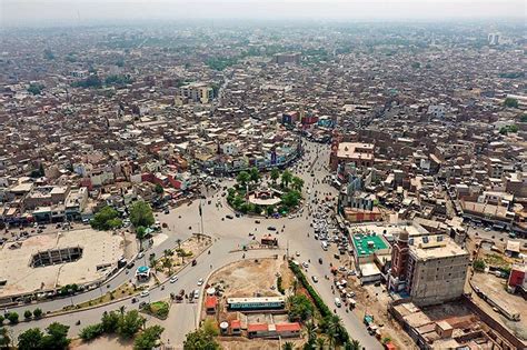 An aerial view of Clock Tower Chowk. Clock Tower Chowk is the center of ...