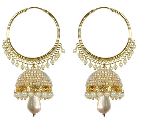 Buy Meenaz Jewellery Traditional Gold Plated Pearl Jhumkas Jhumka