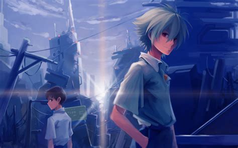 Neon Genesis Evangelion Hd Wallpaper Kaworu And Shinji At Sunrise