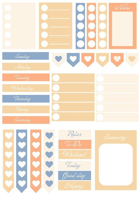 Free Printable Planner Stickers with Hearts and Arrows