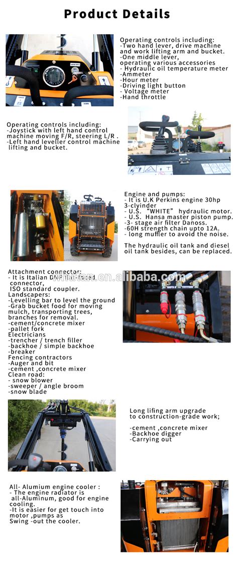 China CE Approved Hydraulic TITAN Nude In Container Micro Mini Clawler Skid Steer Loader China