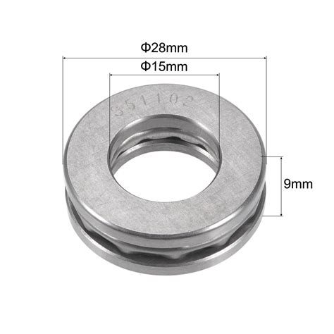 S51102 Thrust Ball Bearing 15x28x9mm Stainless Steel With Washers 2pcs