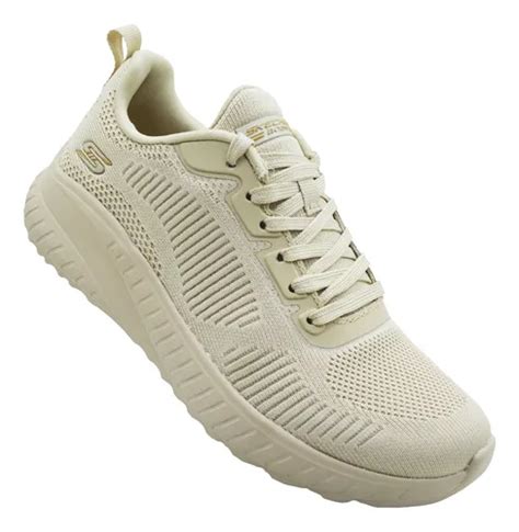 Tenis Skechers Bobs Squad Chaos 117209 nude Natural Memory Meses sin interés