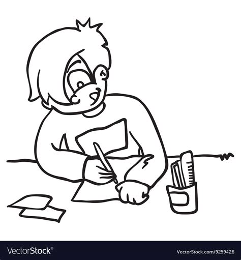 Boy writing letter Royalty Free Vector Image - VectorStock