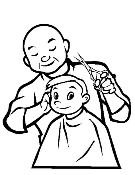 Coloriage Coiffeur Et Enfant Dessin Gratuit Imprimer