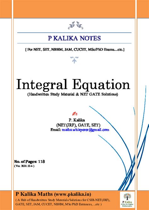 Csir Net Integral Equations Pdfcoffee