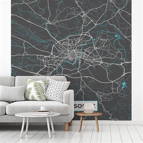 Behang Fotobehang Carcassonne Plattegrond Stadskaart Kaart