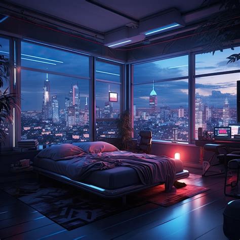 premium photo illustration cyberpunk interior