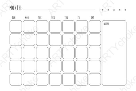 Monthly Calendar Svg File For Cricut Graphic By Artychokedesign