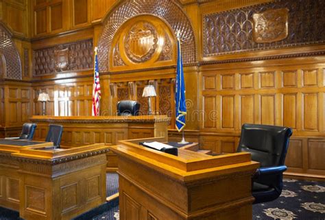 Courtroom Bench Witness Stand Court Room Stock Image Image Of