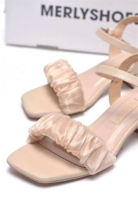 Sandal Tiểu Thư Voan Màu Nude Sandal Big Size Giày Đi Tiệc Giày Nữ Merly