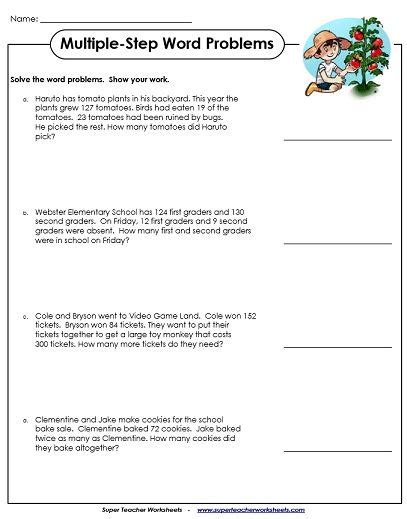 Multistep Math Problems Fourth Grade