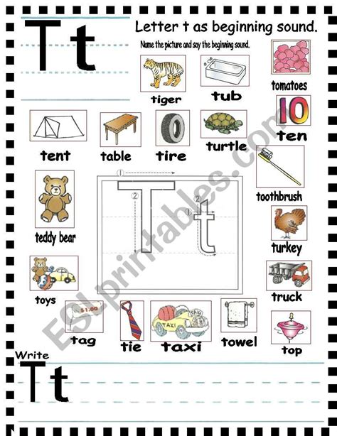 ABC Letter Tt And Sentences ESL Worksheet By AnnyJ