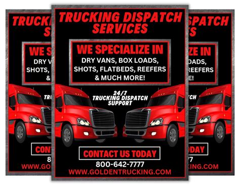 Black Red Truck Dispatch Flyer Template Editable Dispatch Company