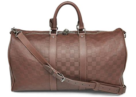 Louis Vuitton Keepall Bandouliere Damier Infini 45 Ombre In Leather With Silver Tone