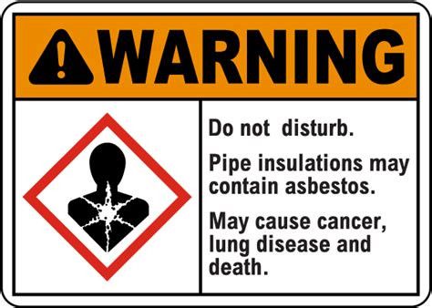 Warning Pipe Insulation May Contain Asbestos Sign Save