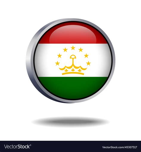 Tajikistan flag button Royalty Free Vector Image