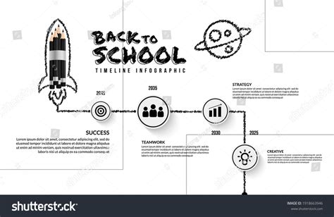 Black Pencils Rocket Launching Timeline Infographic Stock Vector ...