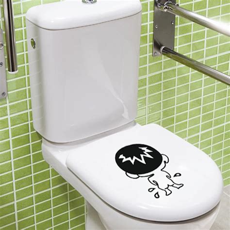 Buy 2pc Funny Bathroom Stickers Toilet Sticker Cartoon