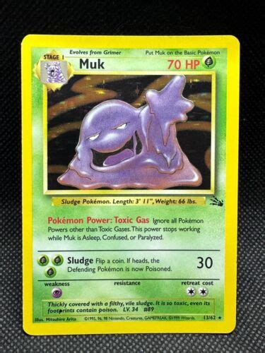 Muk LP EX Holo Rare Fossil Set 13 62 Pokemon Card 1999 E EBay