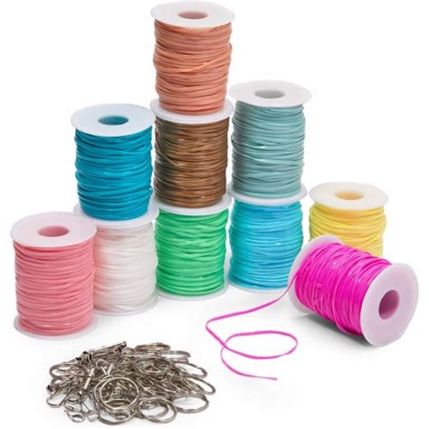 Plastic Lacing Cord Kit With Key Chain Rings Hooks Clasps 40 Yd 100 Pcs Pack Kroger