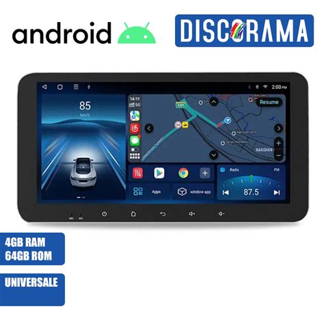 AUTORADIO ANDROID UNIVERSALE 4 64GB STEREO AUTO TOUCH 10 WIFI GPS