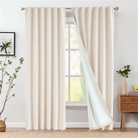 Curtainking Cortinas Opacas de Lino 84 Pulgadas Térmicas con Lengeta