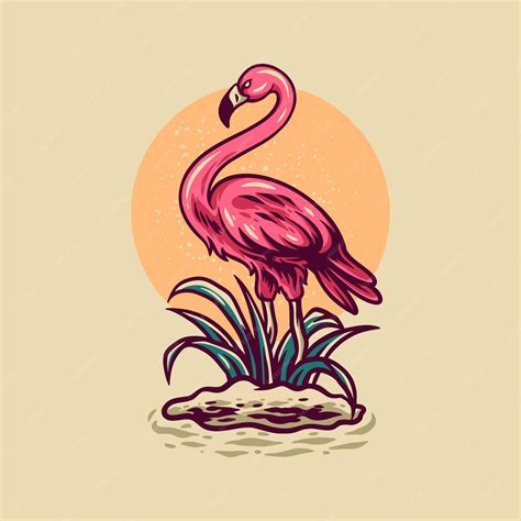 Premium Vector Summer Flamingo Retro Illustration