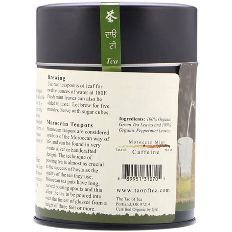 The Tao Of Tea Organic Green Tea And Peppermint Moroccan Mint 35 Oz 100 G Iherb