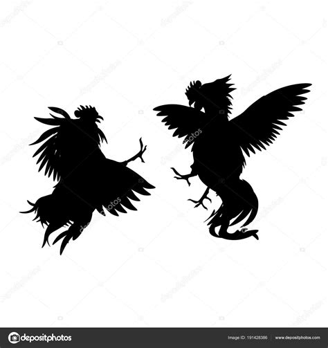 Siluetas De Gallos Luchadores Vector De Stock Por Newgena 191428386