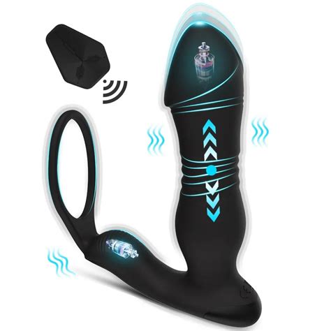 Telescopic Anal Plug Vibrator Prostate Massager With Lock Ring Wireless Remote Control Adult Toy