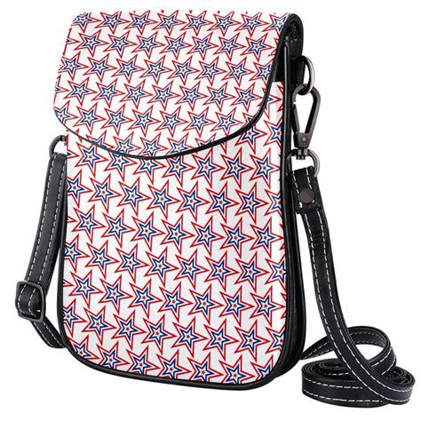 Ownta America Star Blue Red Pattern Diagonal Leather Phone Bag