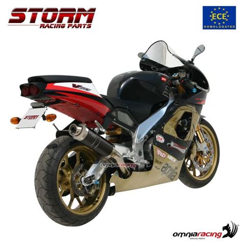 Homologated Storm Gp Black Steel Exhaust For Aprilia Rsv