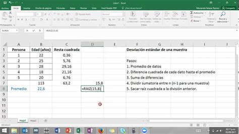 M5 Calculo de desviación estándar paso a paso y con Excel YouTube