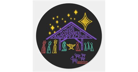 Nativity Scene - Isaiah 9:6-7 Christmas Classic Round Sticker | Zazzle