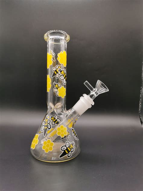 2021 Yellow Bee Glass Water Bongs 8 Inches Cute Beaker Oil Burner Dab Rigs With Bowl For Smoking