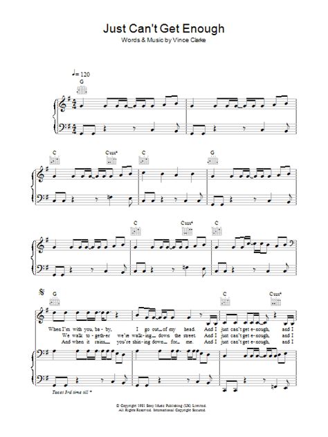 Just Cant Get Enough By Depeche Mode Sheet Music For Piano Vocal