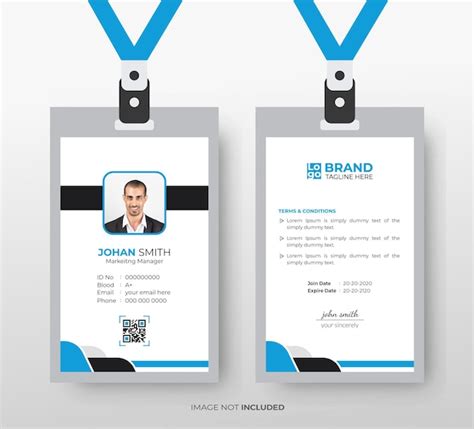 Premium Vector | Front and back blue minimalist id card design template