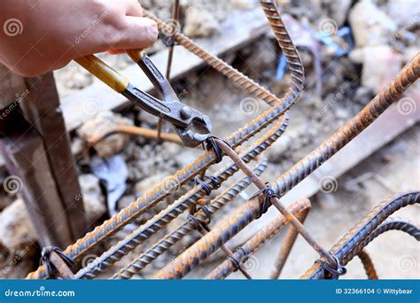 Worker Bending Steel For Construction Job Stock Photo Image Of Shiny