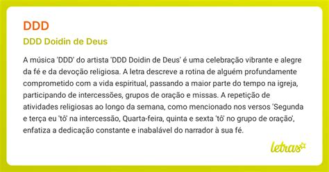 O Que Significa A Sigla Ddd - Significado da música DDD (DDD Doidin de Deus) - LETRAS.MUS.BR